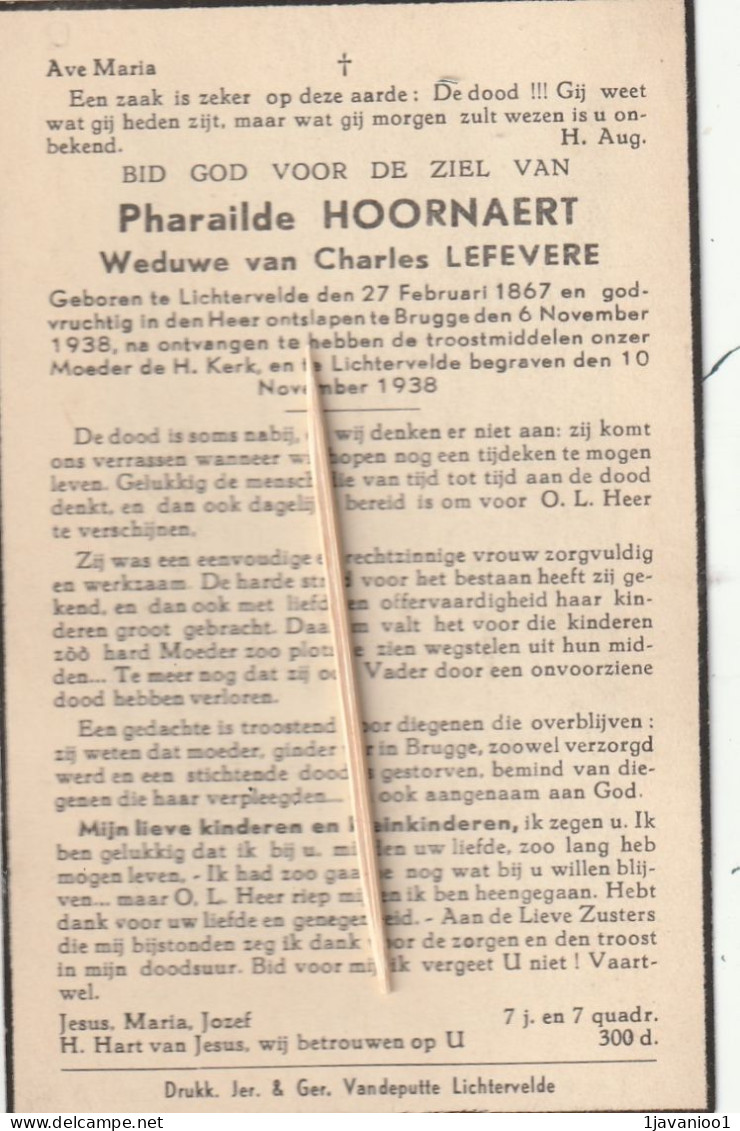 Lichtervelde, Brugge, 1938, Pharailde Hoornaert, Lefevere - Andachtsbilder