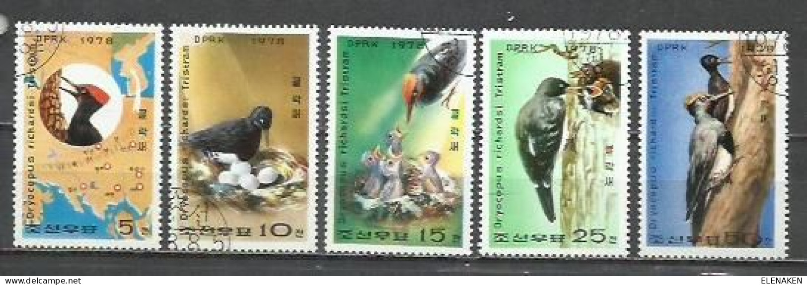 2652-SERIE COMPLETA COREA AVES 1978 Nº 1502/1506 - Korea (Noord)