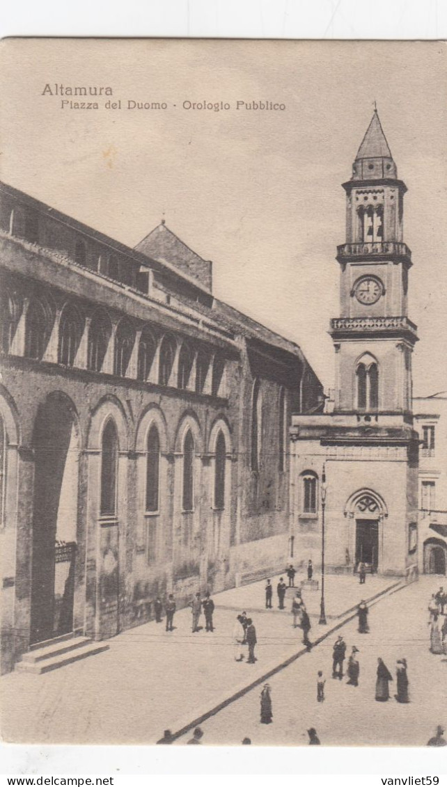 ALTAMURA-BARI-PIAZZA DEL DUOMO-OROLOGIO PUBBLICO-CARTOLINA  VIAGGIATA IL 11-1-1914 - Altamura