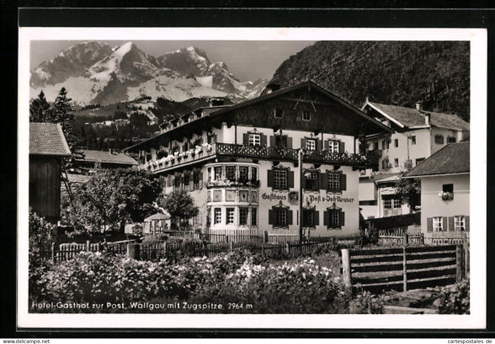 AK Wallgau, Hotel-Gasthof Zur Post Mit Zugspitze  - Zugspitze
