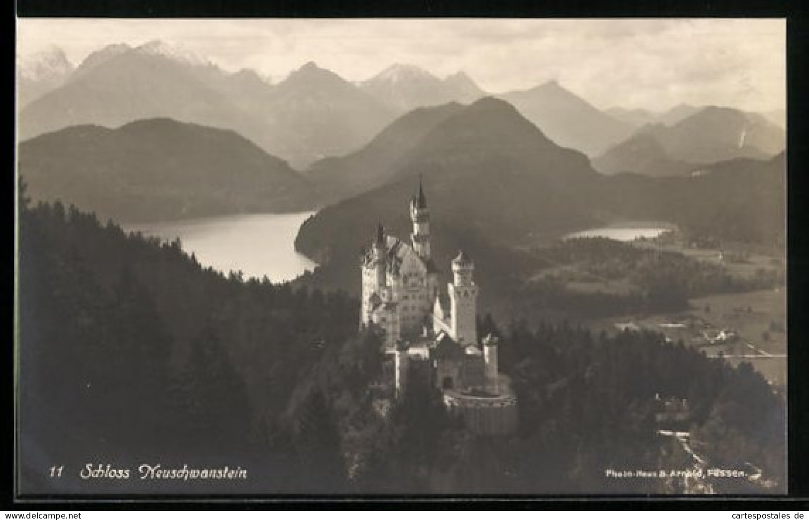 AK Hohenschwangau, Schloss Neuschwanstein Mit Berggipfeln Aus Der Vogelschau  - Other & Unclassified