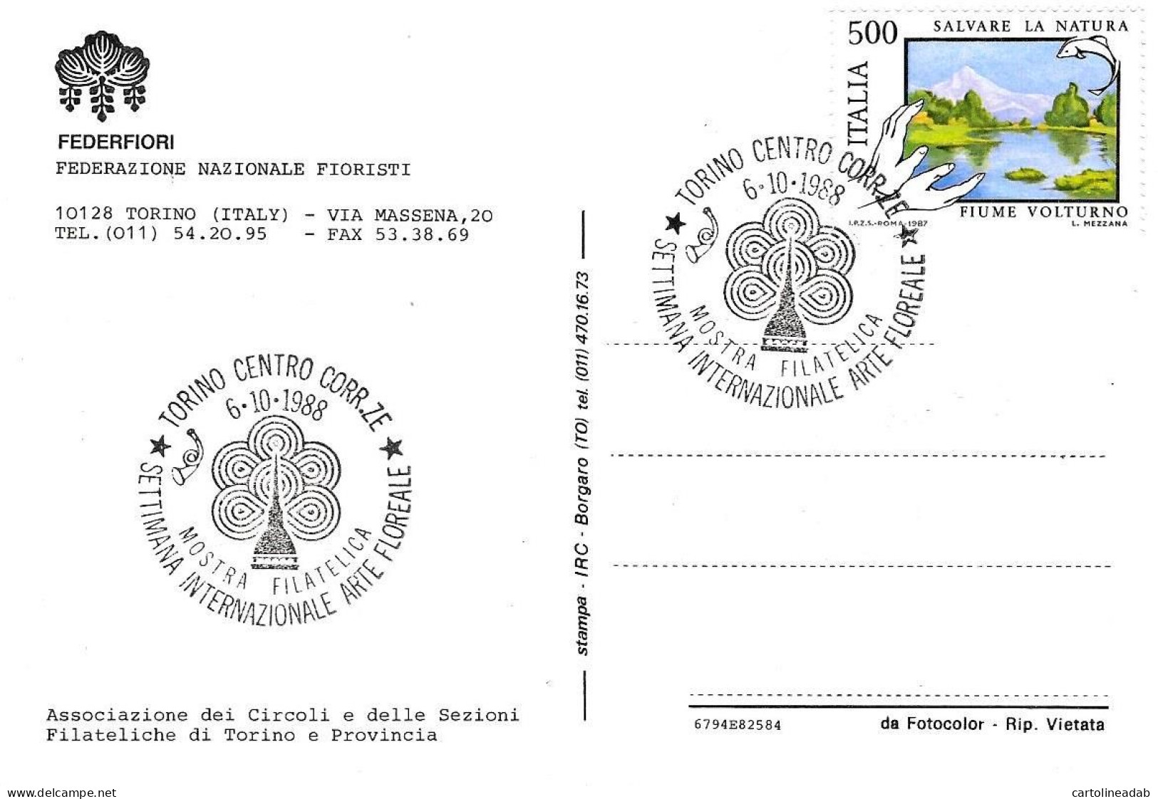 [MD9758] CPM - TORINO MOLE ANTONELLIANA - FEDERFIORI FEDARAZIONE NAZIONALE FIORISTI - CON ANNULLO 1988 - PERFETTA - NV - Mole Antonelliana