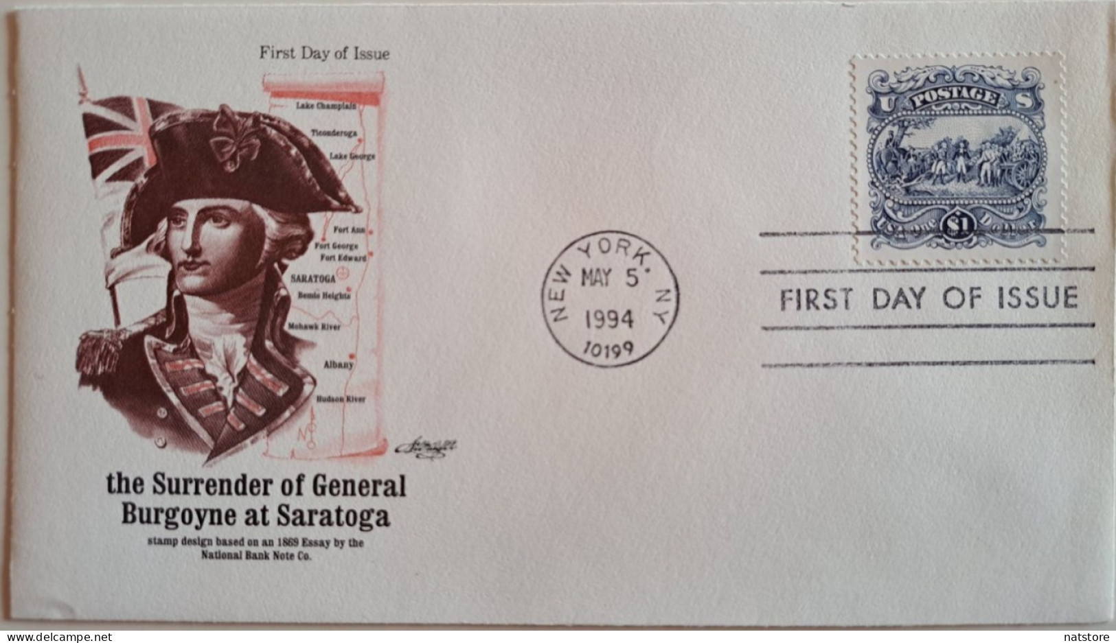 1994..USA.. FDC WITH STAMPS AND POSTMARKS.. Surrender At Saratoga - 1991-2000
