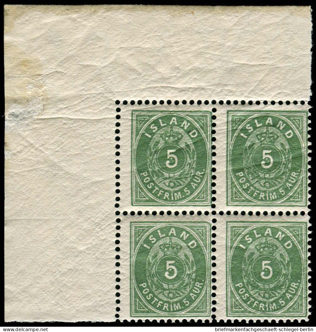 Island, 1896, 13 B, Postfrisch, Viererblock - Autres & Non Classés