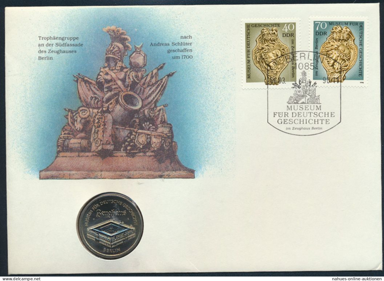 DDR Numisbrief Andreas Schlüter Museum Für Geschichte Zeughaus 1990 Mit 5M-Münze - Covers & Documents