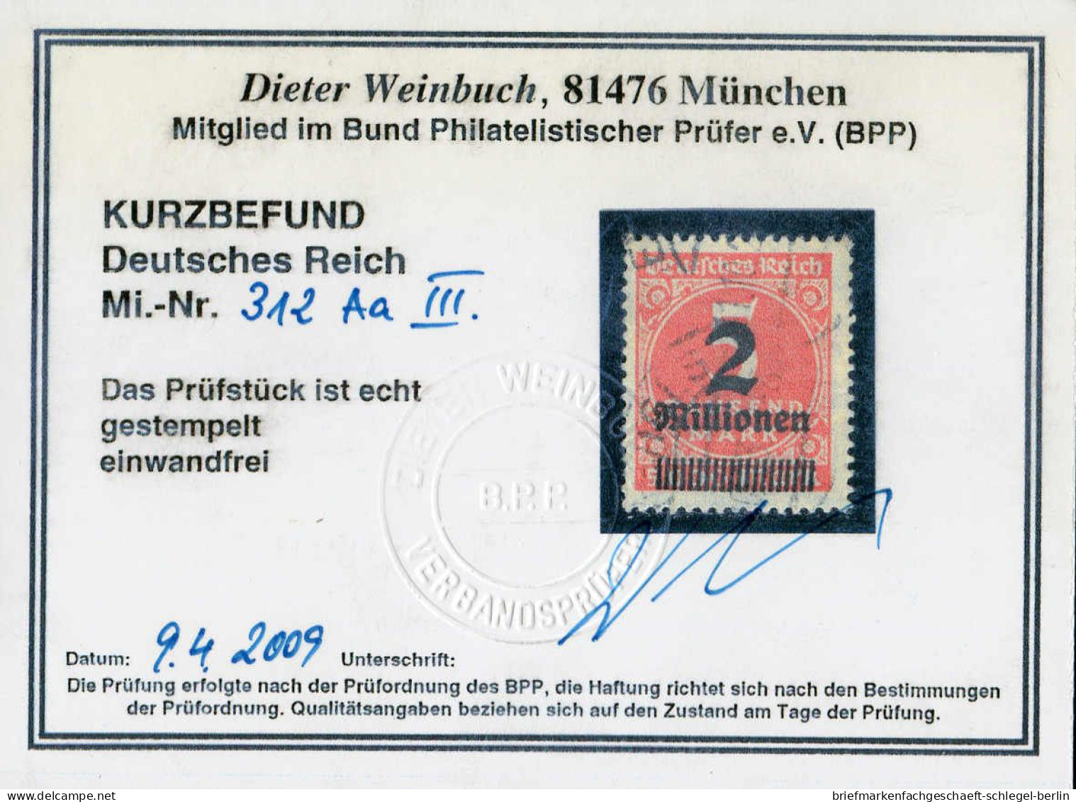 Deutsches Reich, 1923, 312 Aa III, Gestempelt - Other & Unclassified