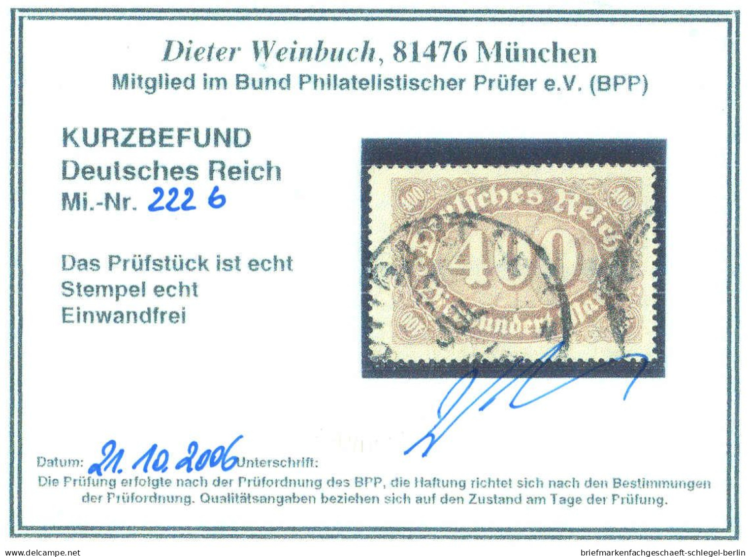 Deutsches Reich, 1922, 222 B, Gestempelt - Altri & Non Classificati