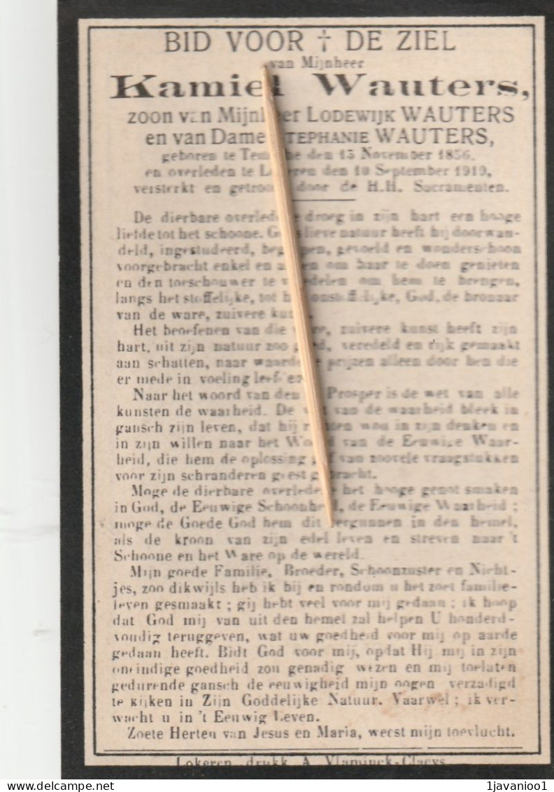 Temse, Temsche, Lokeren, 1919, Kamiel Wauters, - Religión & Esoterismo