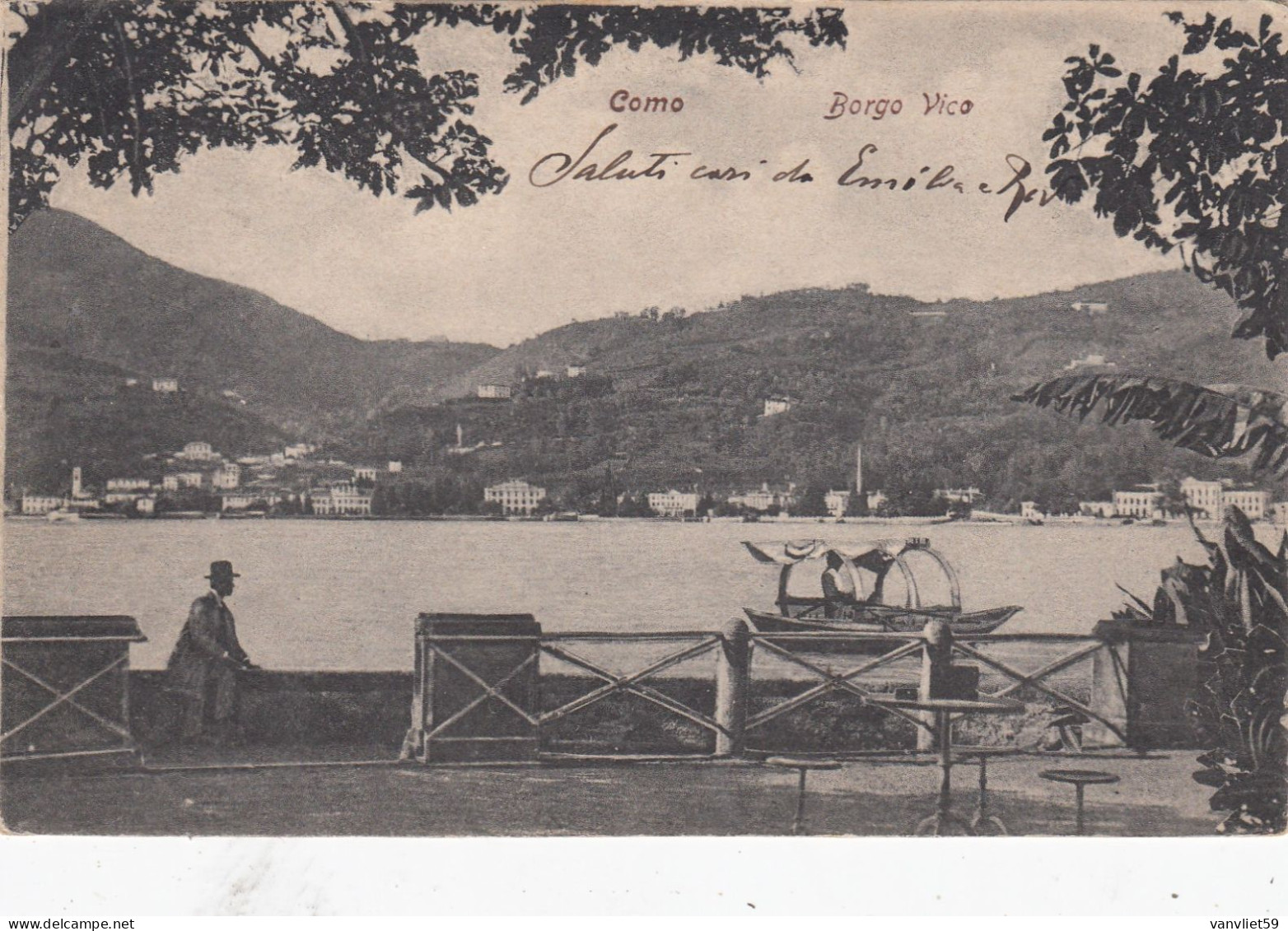 COMO -LAGO DI COMO-BORGO VICO-CARTOLINA  VIAGGIATA IL 9-9-1904-RETRO INDIVISO - Como