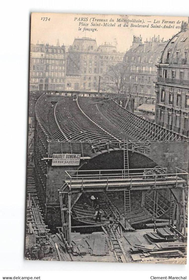 PARIS - Travaux Du Métropolitain - Les Fermes De La Place Saint Michel Avant Le Fonçage - Très Bon état - Stations, Underground