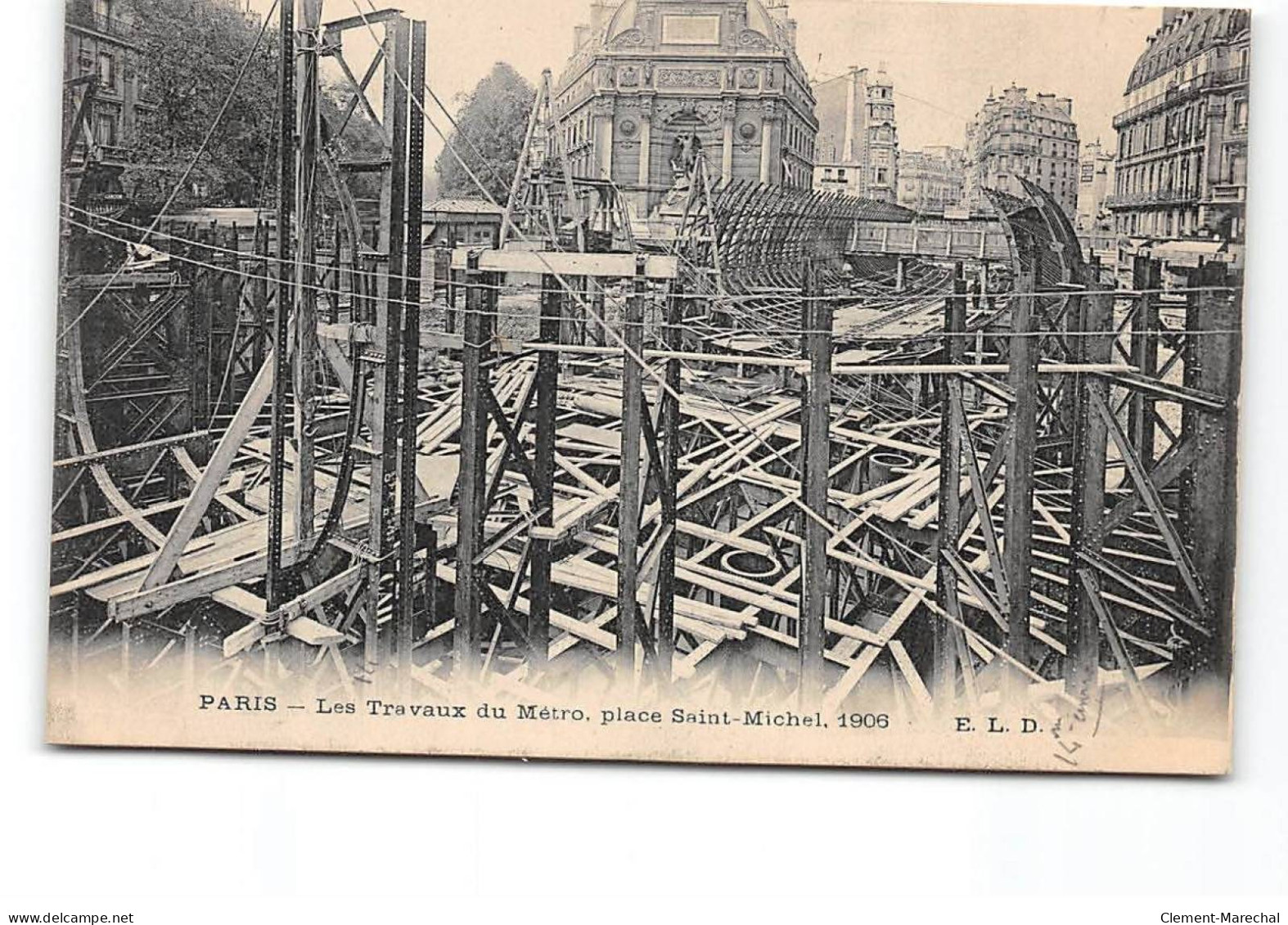 PARIS - Les Travaux Du Métro - Place Saint Michel - 1906 - Très Bon état - Métro Parisien, Gares