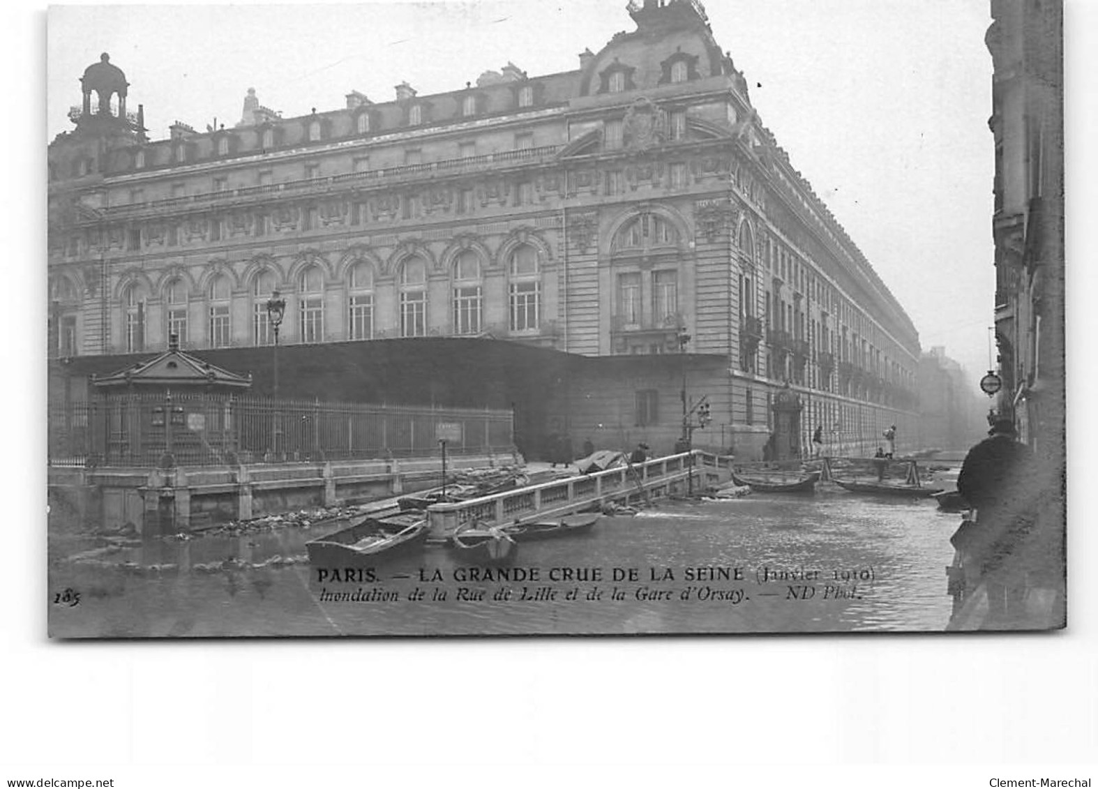 PARIS - La Grande Crue De La Seine - Janvier 1910 - La Rue De Lille Et La Gare D'Orsay - Très Bon état - Inondations De 1910