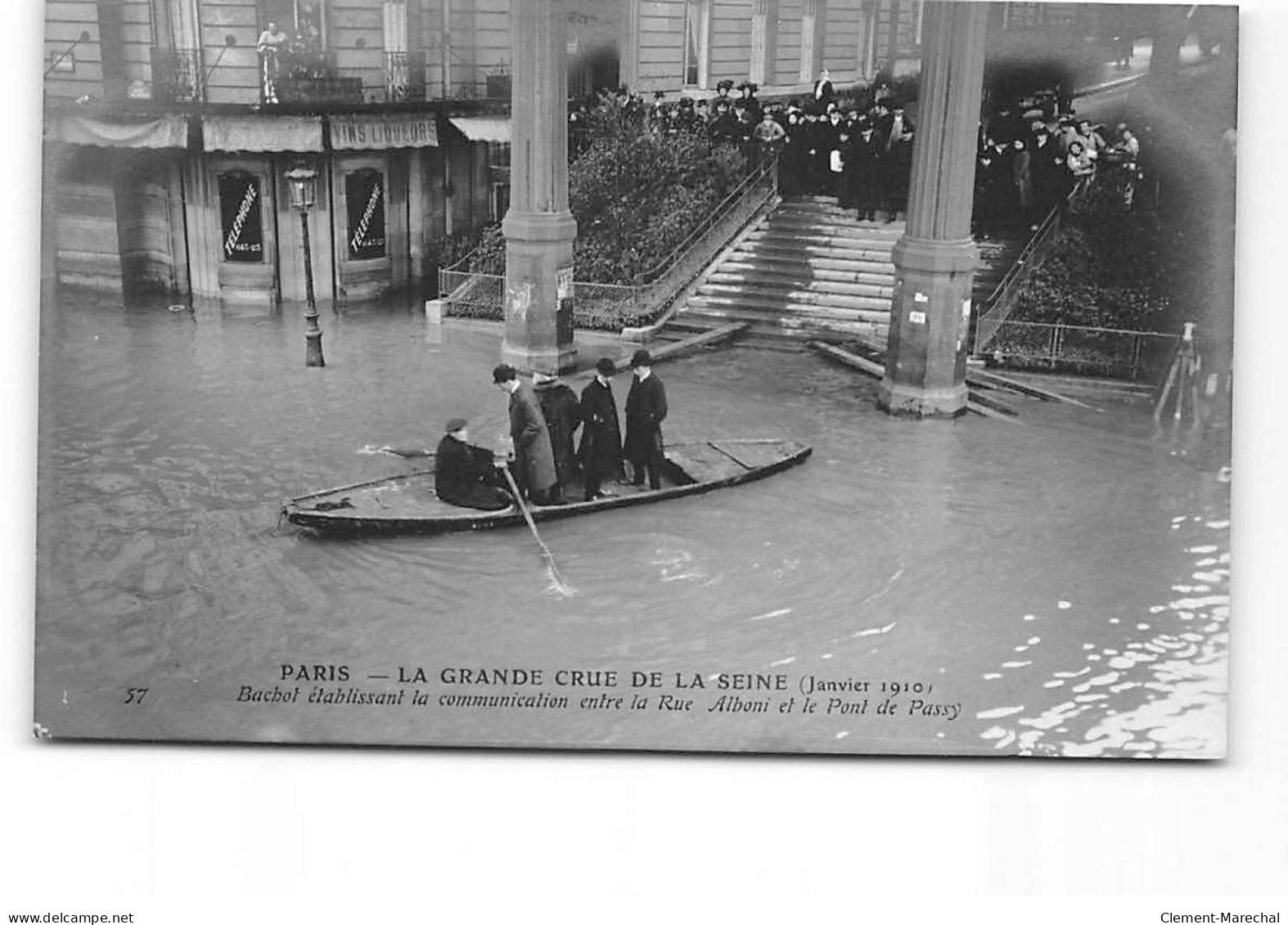 PARIS - La Grande Crue De La Seine - Janvier 1910 - Bachot Entre La Rue Albani Et Le Pont De Passy - Très Bon état - Inondations De 1910