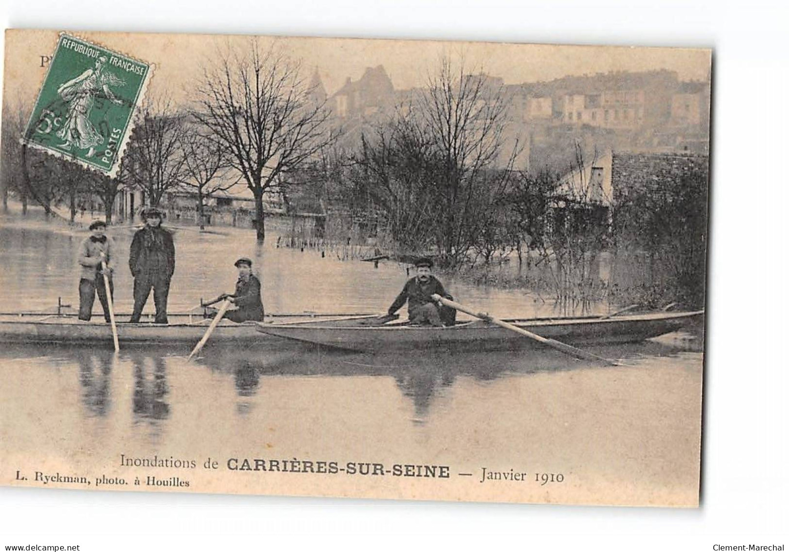 Inondations De CARRIERES SUR SEINE - Janvier 1910 - Très Bon état - Carrières-sur-Seine