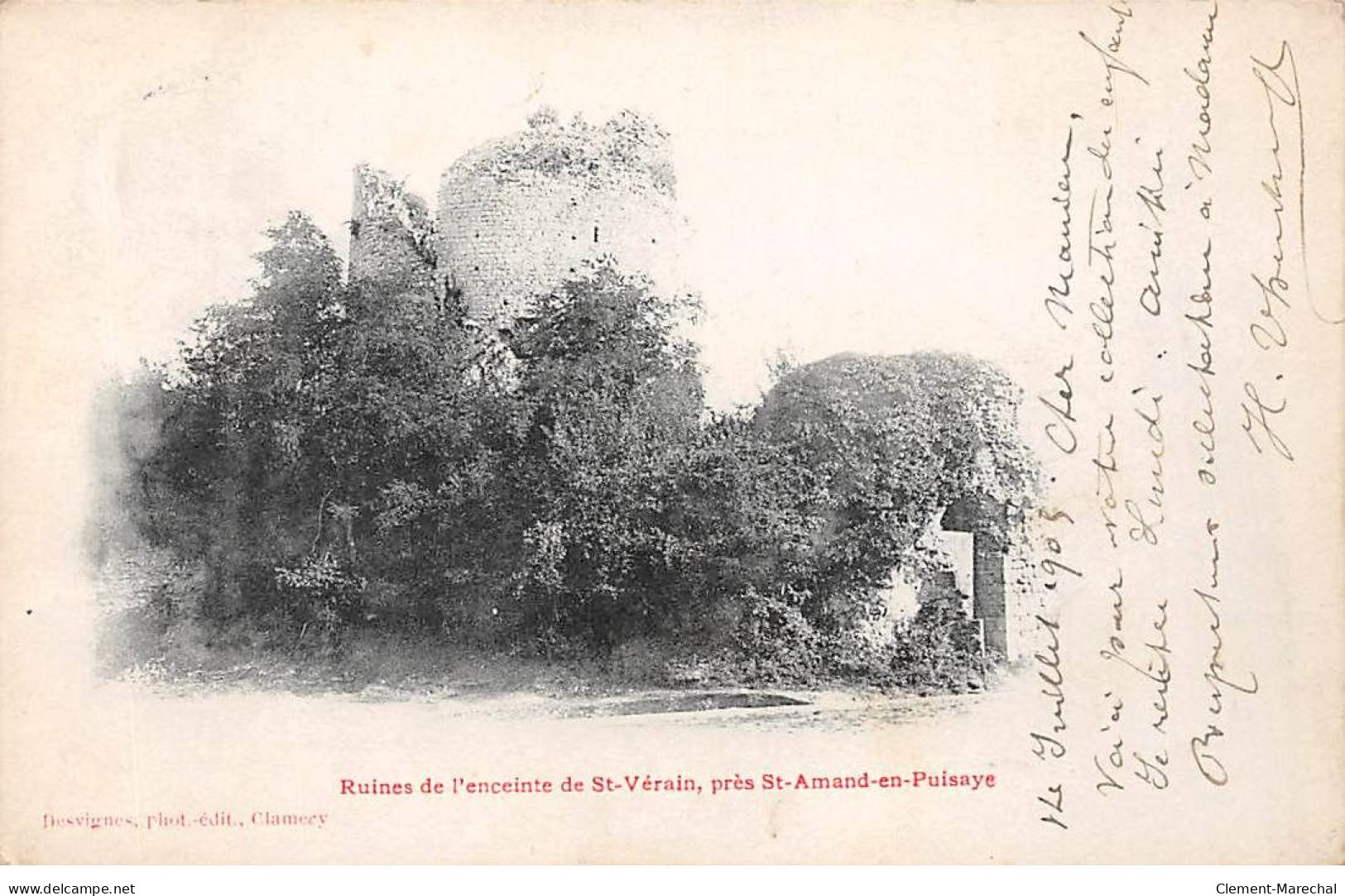 Ruines De L'enceinte De SAINT VERAIN Près Saint Amand En Puisaye - Très Bon état - Autres & Non Classés