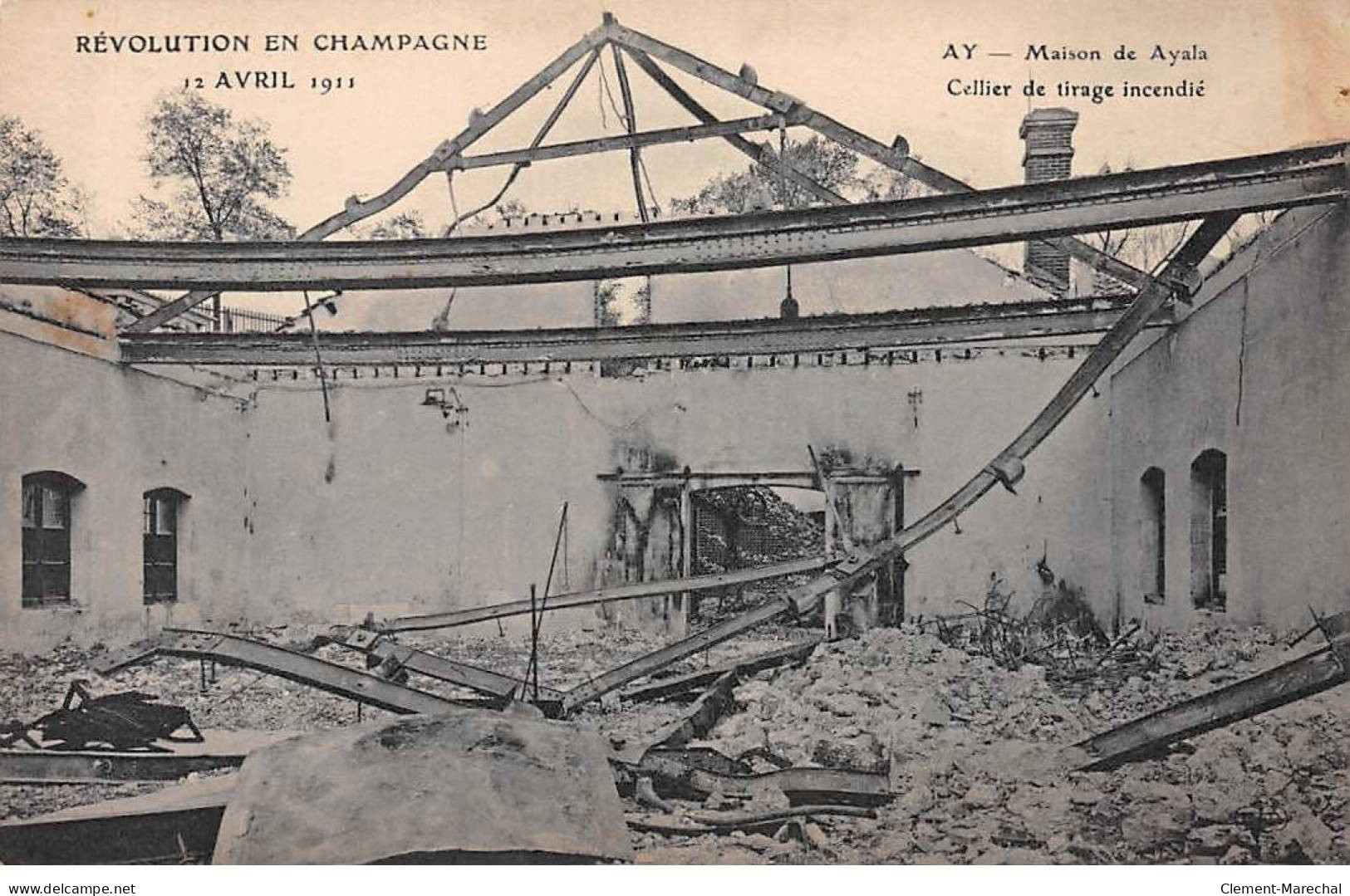 Révolution En Champagne 1911 - AY - Maison De Ayala - Cellier De Tirage Incendié - Très Bon é Tat - Ay En Champagne