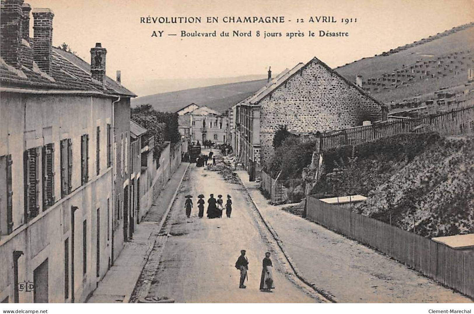 Révolution En Champagne 1911 - AY - Boulevard Du Nord 8 Jours Après Le Désastre - Très Bon état - Ay En Champagne