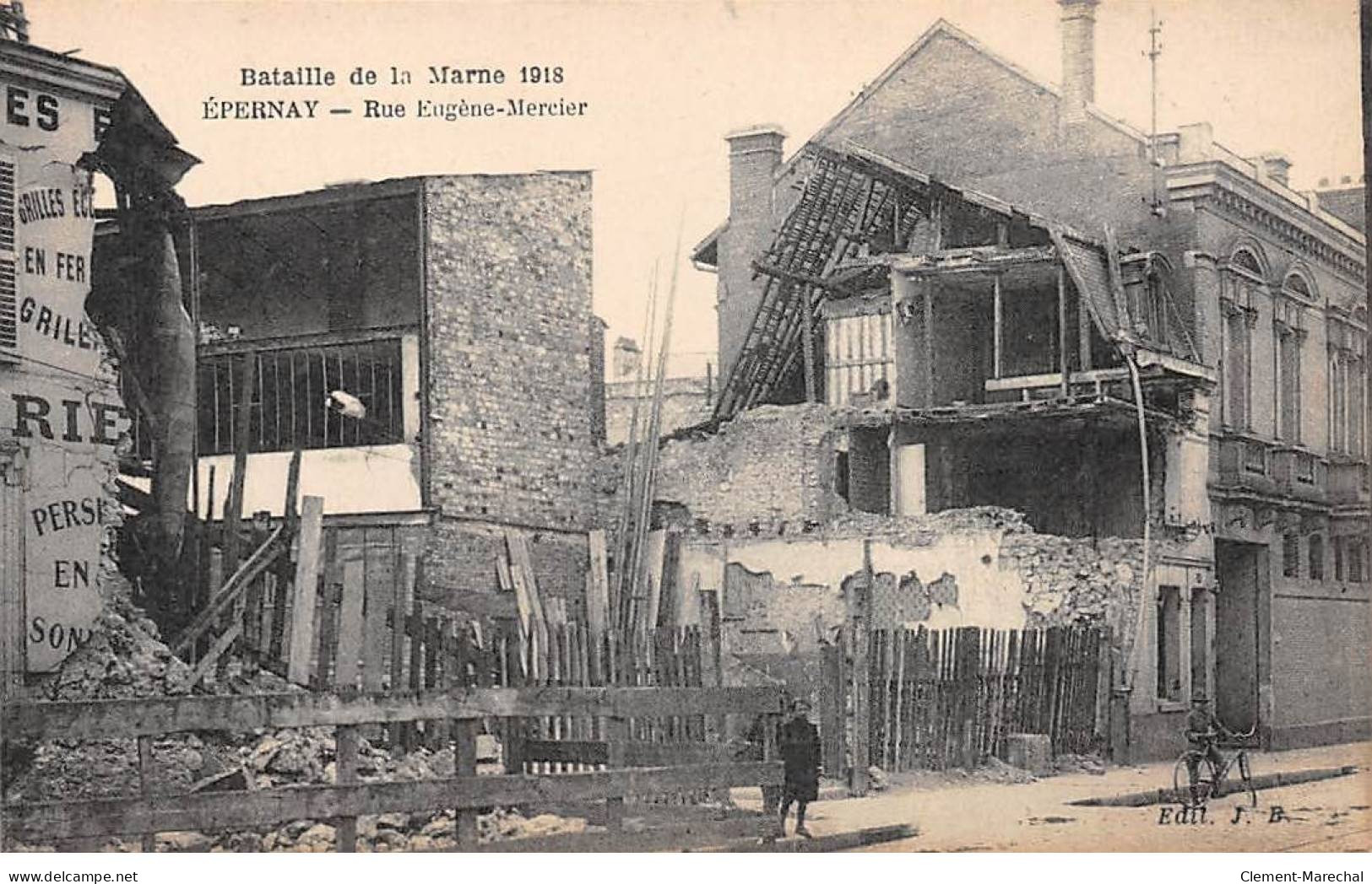 Bataille De La Marne 1918 - EPERNAY - Rue Eugène Mercier - Très Bon état - Epernay
