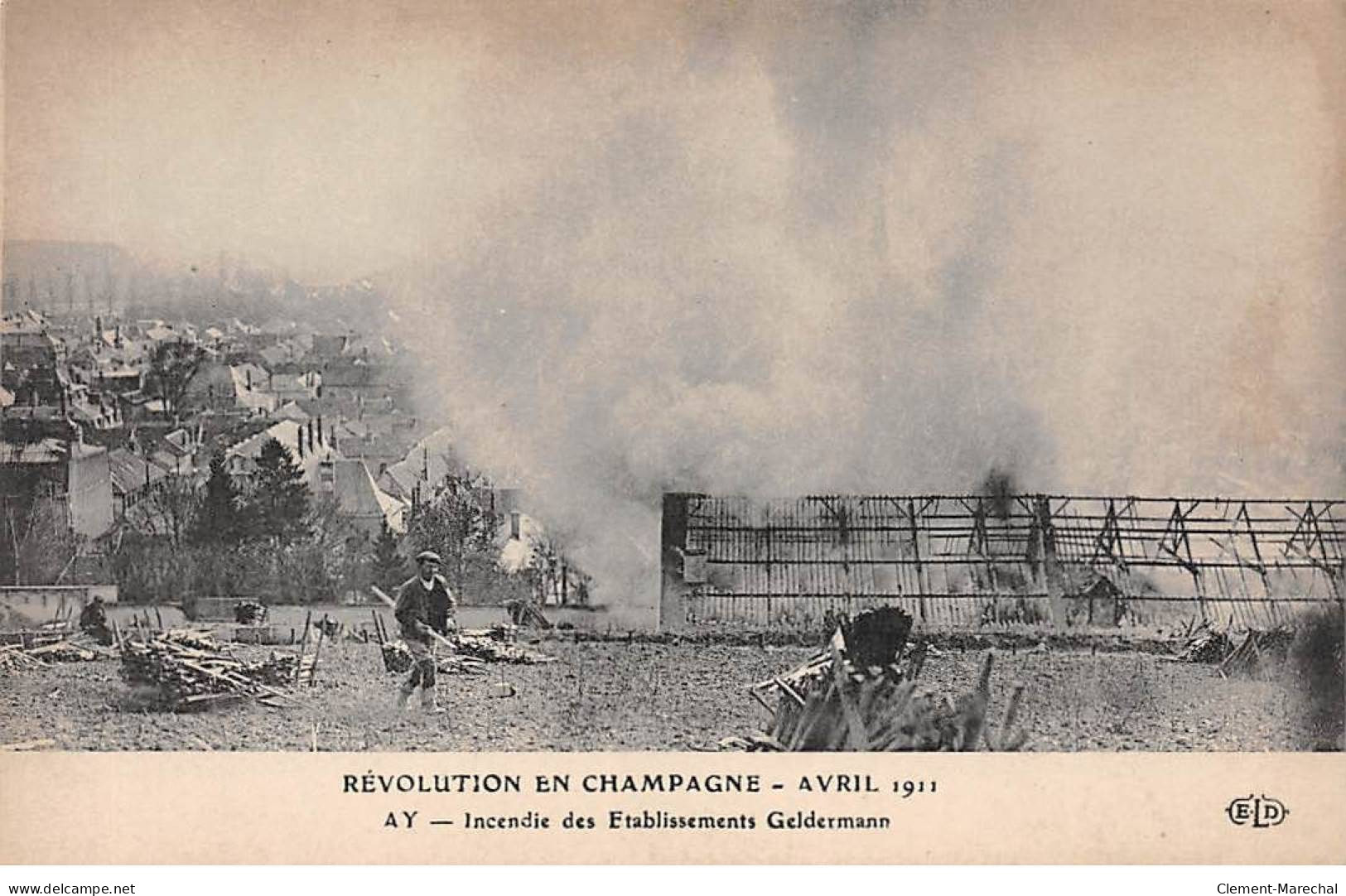 Révolution En Champagne 1911 - AY - Incendie Des Etablissements Geldermann - Très Bon état - Ay En Champagne