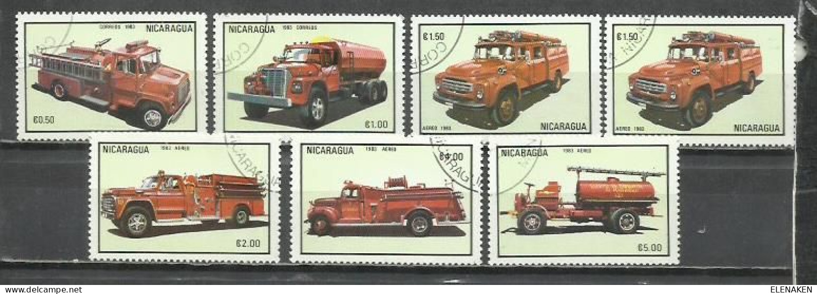 2705B- 2 SERIES COMPLETAS SELLOS COCHES BOMBEROS NICARAGUA 1983 Nº 1300/1302+A1042/1045 - Nicaragua