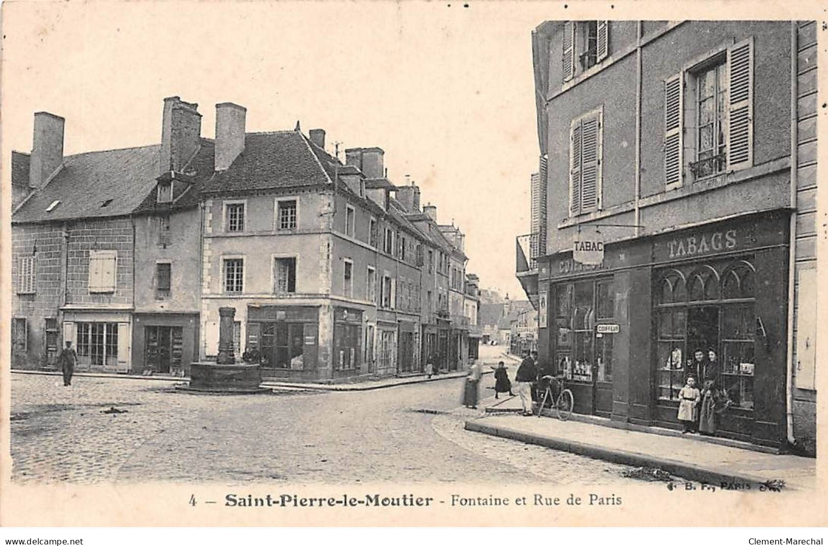 SAINT PIERRE LE MOUTIER - Fontaine Et Rue De Paris - Très Bon état - Saint Pierre Le Moutier