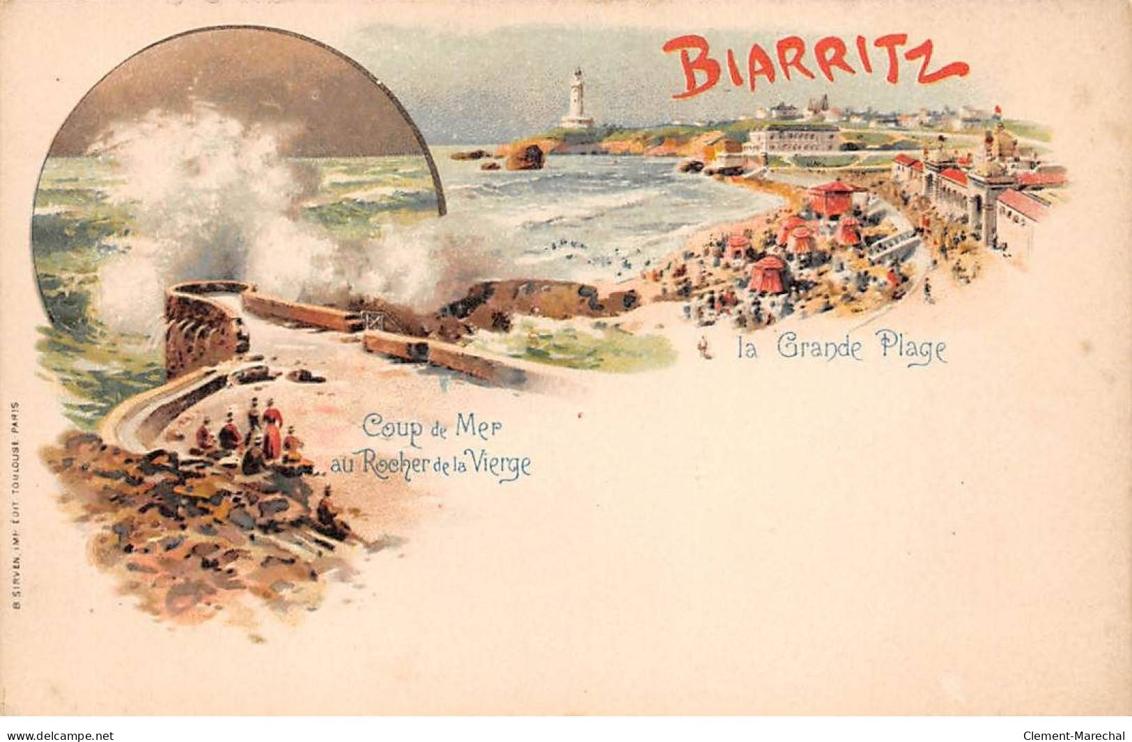 BIARRITZ - La Grande Plage - Coup De Mer Au Rocher De La Vierge - Très Bon état - Biarritz