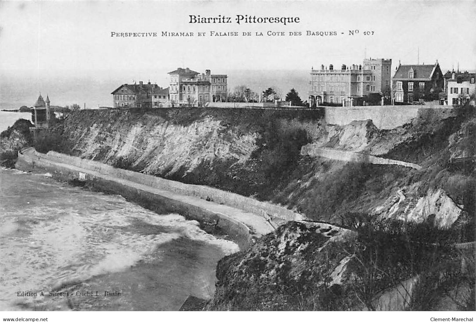 BIARRITZ Pittoresque - Perspective Miramar Et Falaise De La Côte Des Basques - Très Bon état - Biarritz