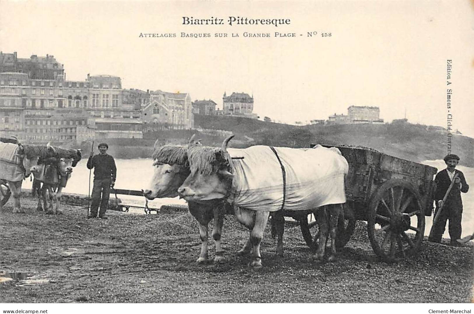 BIARRITZ Pittoresque - Attelages Basques Sur La Grande Plage - Très Bon état - Biarritz