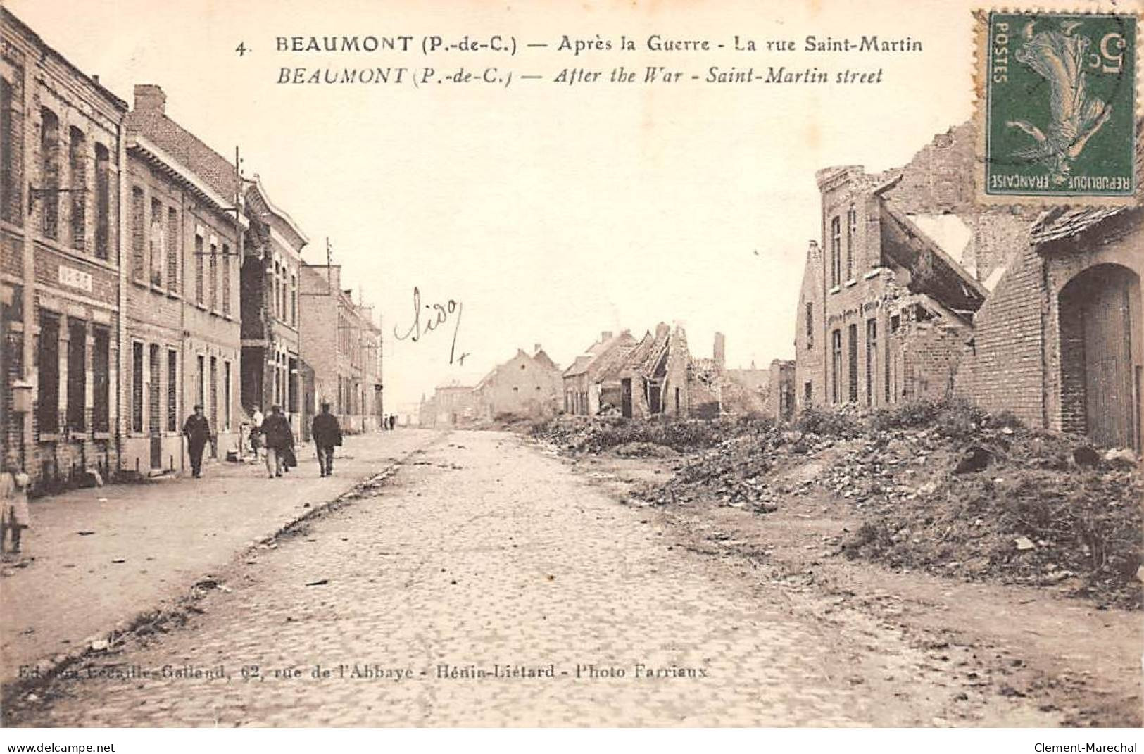 BEAUMONT - Après La Guerre - La Rue Saint Martin - Très Bon état - Autres & Non Classés