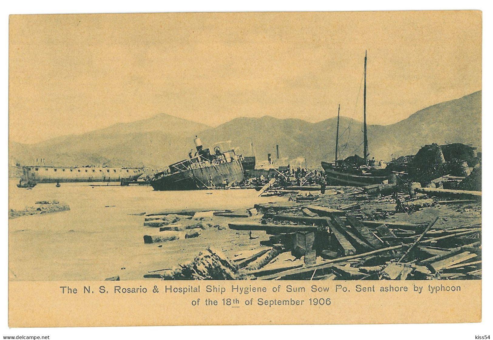 CH 37 - 19587 CATASTROPHE, Rosario & Hospital Ship, Typhoon, China - Old Postcard - Unused - 1906 - Chine