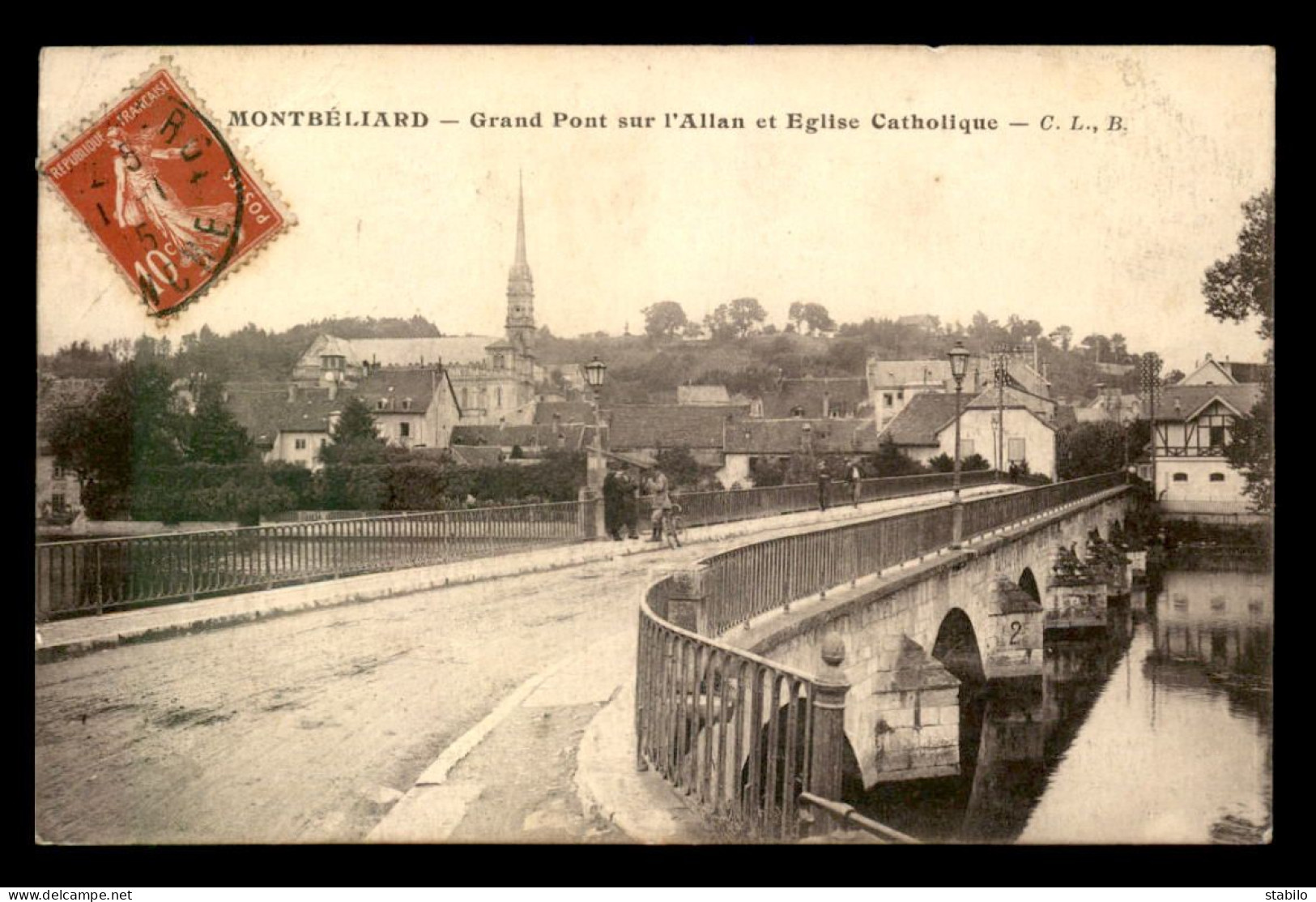 25 - MONTBELIARD - GRAND PONT SUR L'ALLAN ET EGLISE CATHOLIQUE - Montbéliard