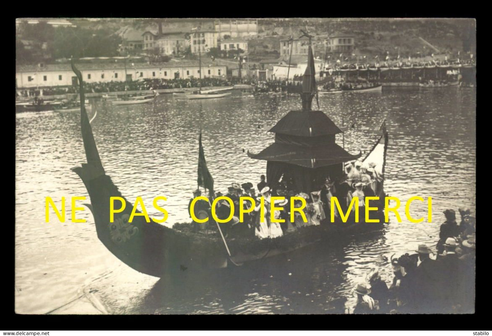 06 - VILLEFRANCHE-SUR-MER - LA CHALOUPE DU KLEBER - COMBAT NAVAL FLEURI DU 20 FEVRIER 1906 - CARTE PHOTO ORIGINALE - Villefranche-sur-Mer