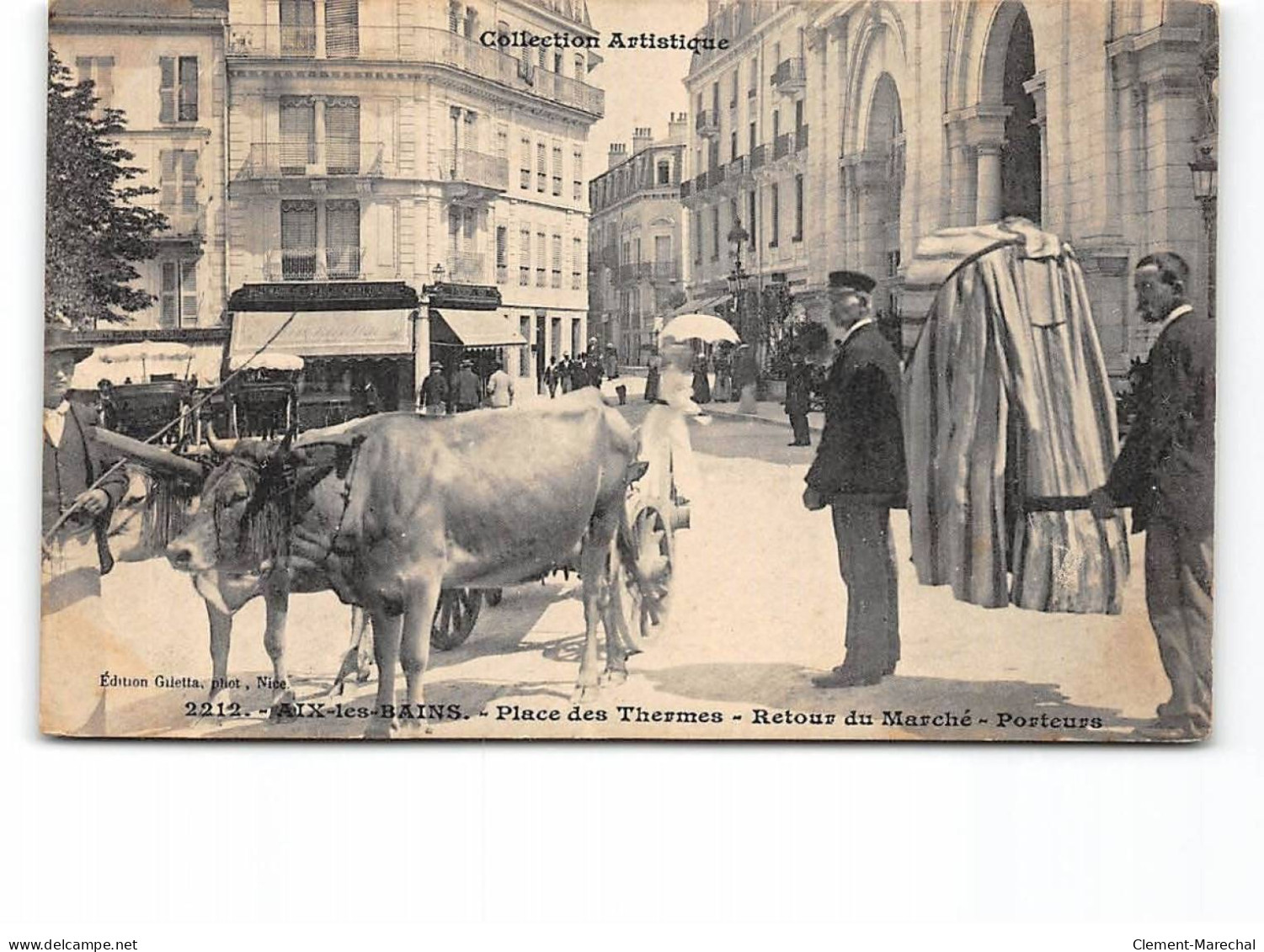 AIX LES BAINS - Place Des Thermes - Retour Du Marché - Porteurs - Très Bon état - Aix Les Bains