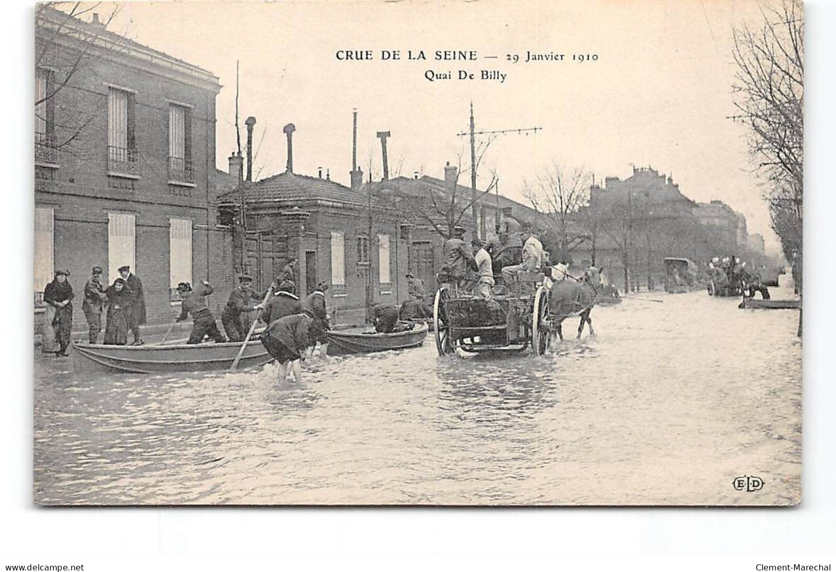 Crue De La Seine - 29 Janvier 1910 - Quai De Billy - Très Bon état - Inondations De 1910