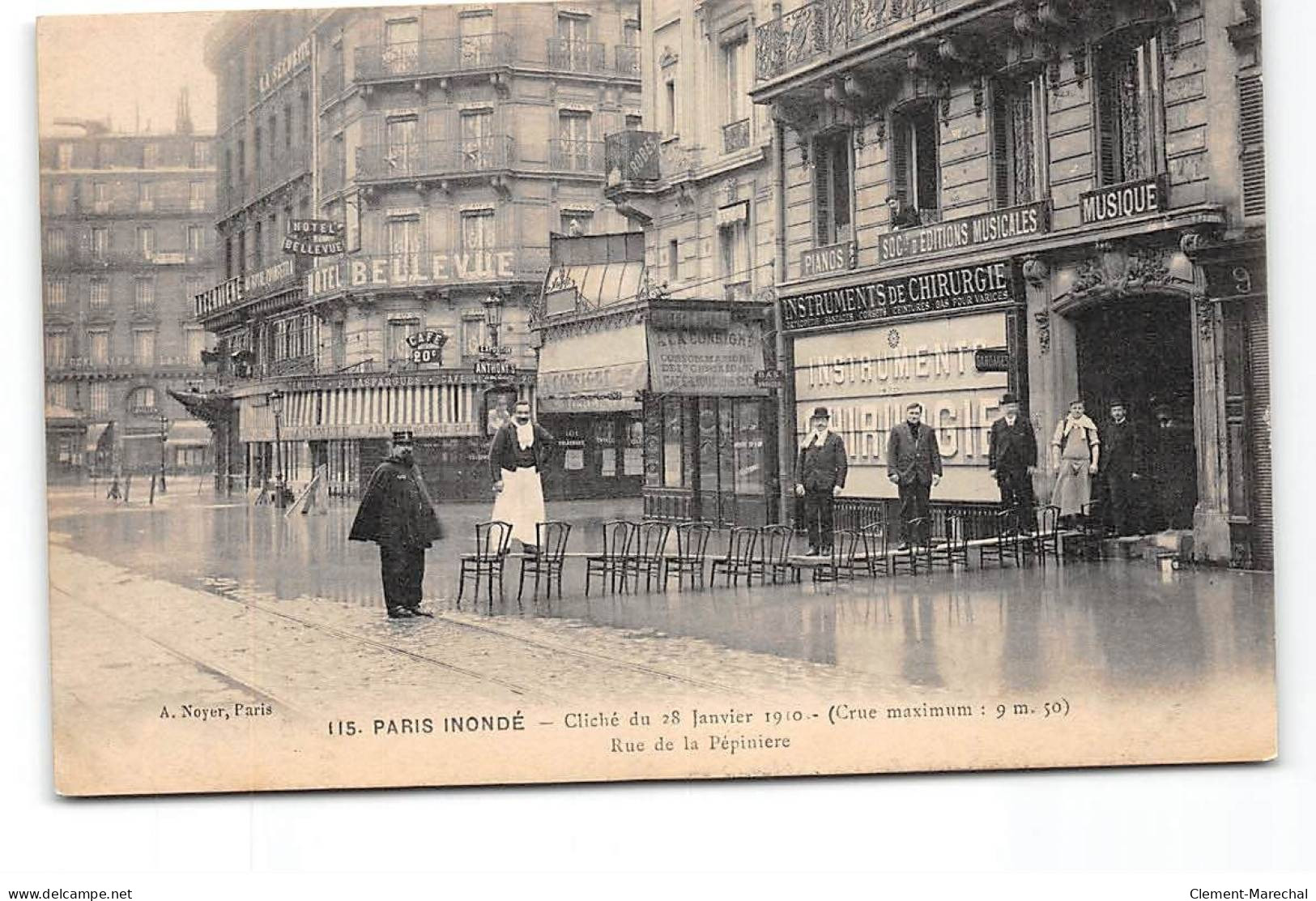 PARIS Inondé - Cliché Du 28 Janvier 1910 - Rue De La Pépinière - Très Bon état - Inondations De 1910