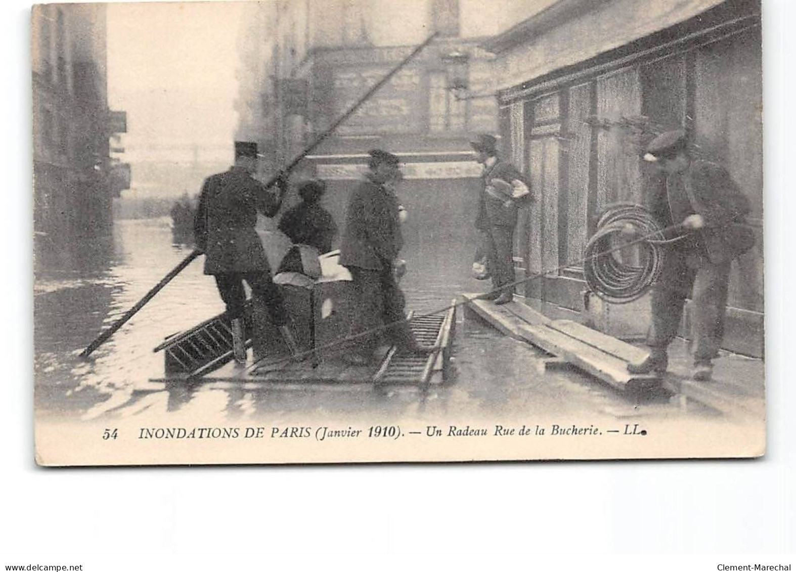 PARIS - Inondations De Paris - Janvier 1910 - Un Radeau Rue De La Bucherie - Très Bon état - Inondations De 1910