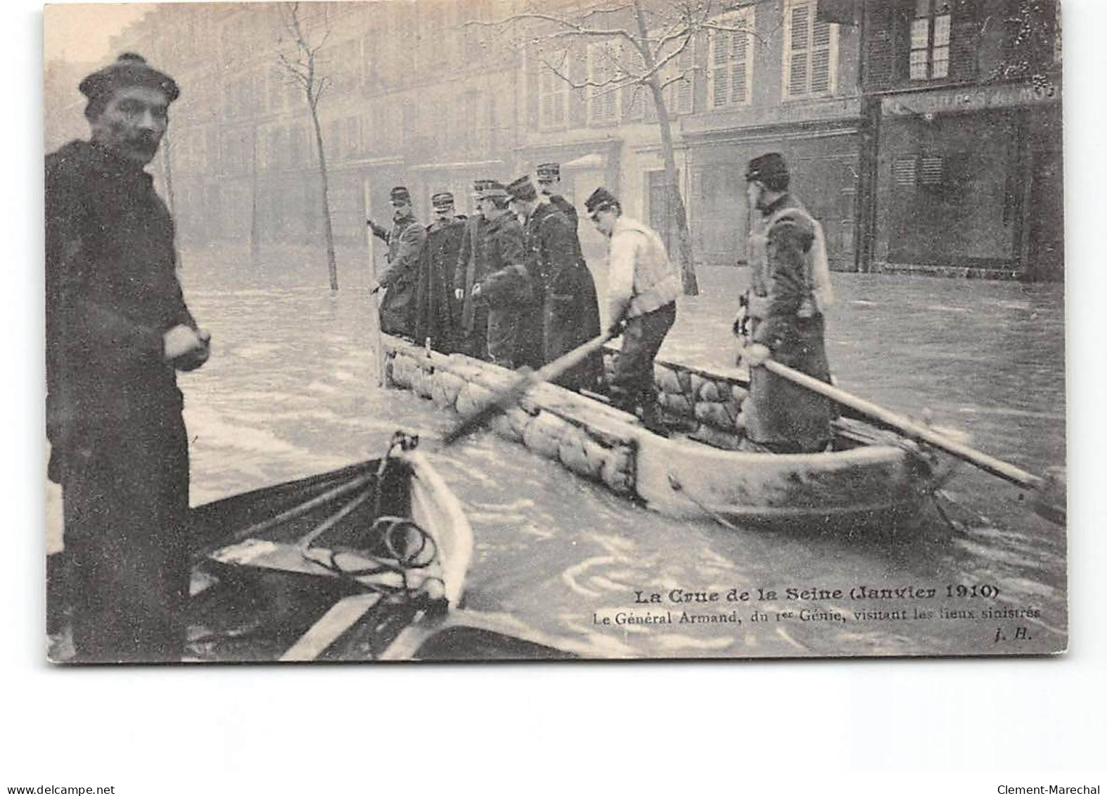 PARIS - LA Crue De La Seine - Janvier 1910 - Le Général Armand Visitant Les Lieus Sinistrés - Très Bon état - Inondations De 1910