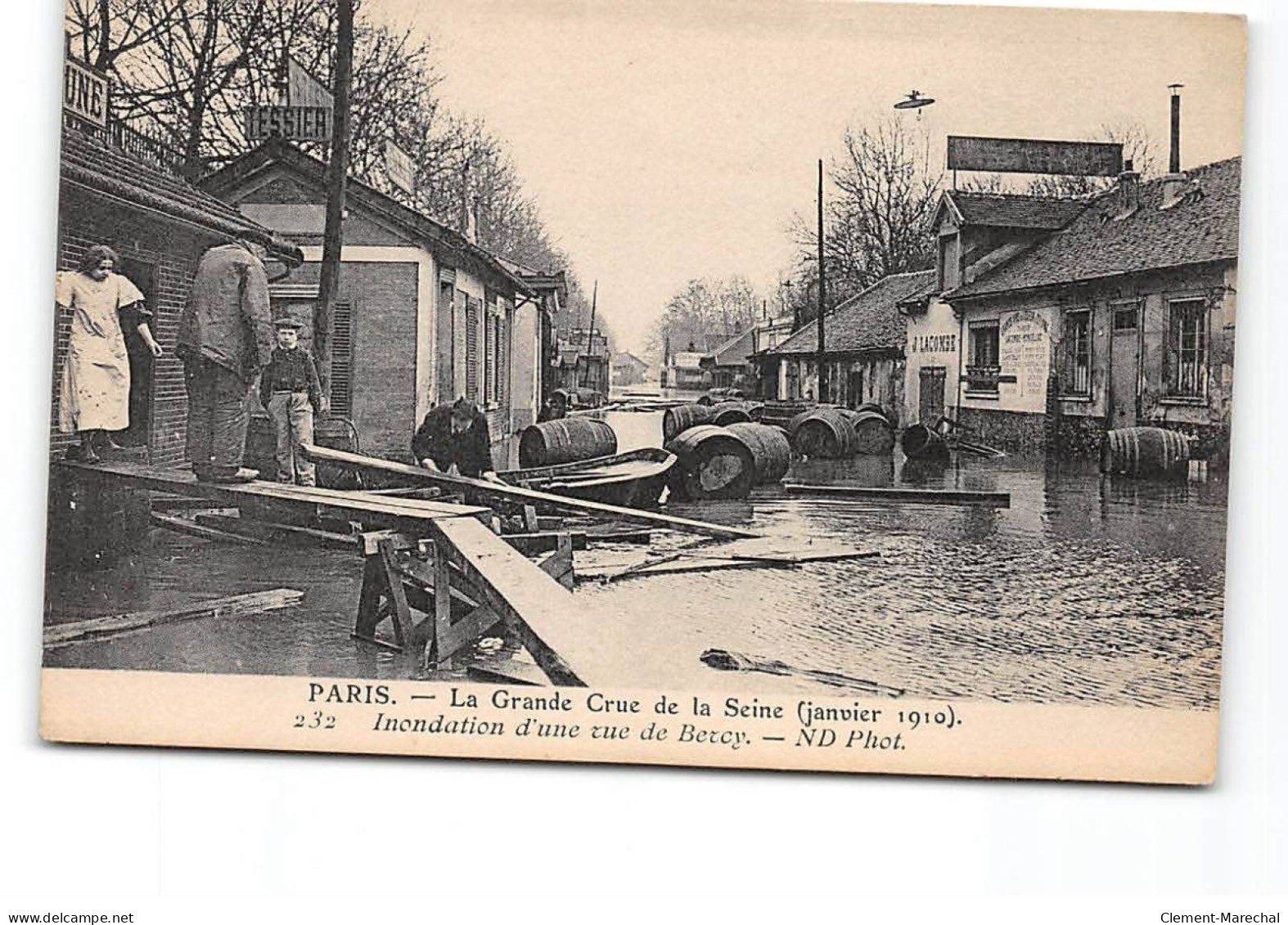 PARIS - La Grande Crue De La Seine - Janvier 1910 - Inondation D'une Rue De Bercy - Très Bon état - Inondations De 1910