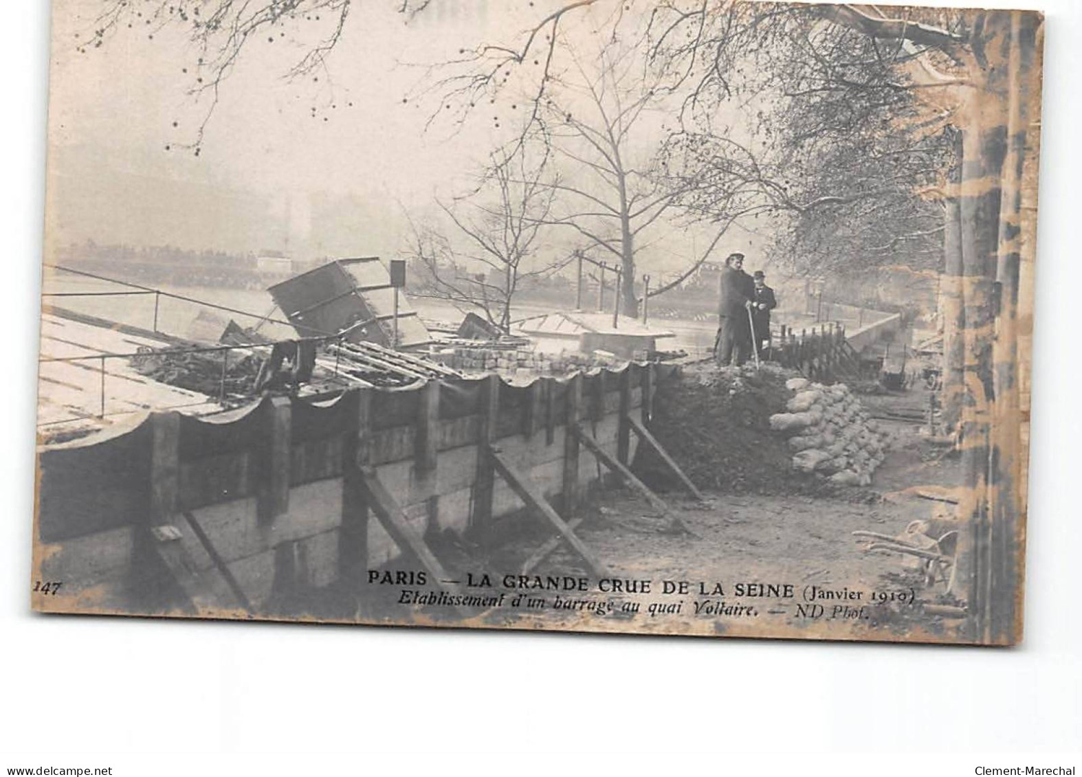 PARIS - La Grande Crue De La Seine - Janvier 1910 - Etablissement D'un Barrage Au Quai Vellaire - Très Bon état - Paris Flood, 1910