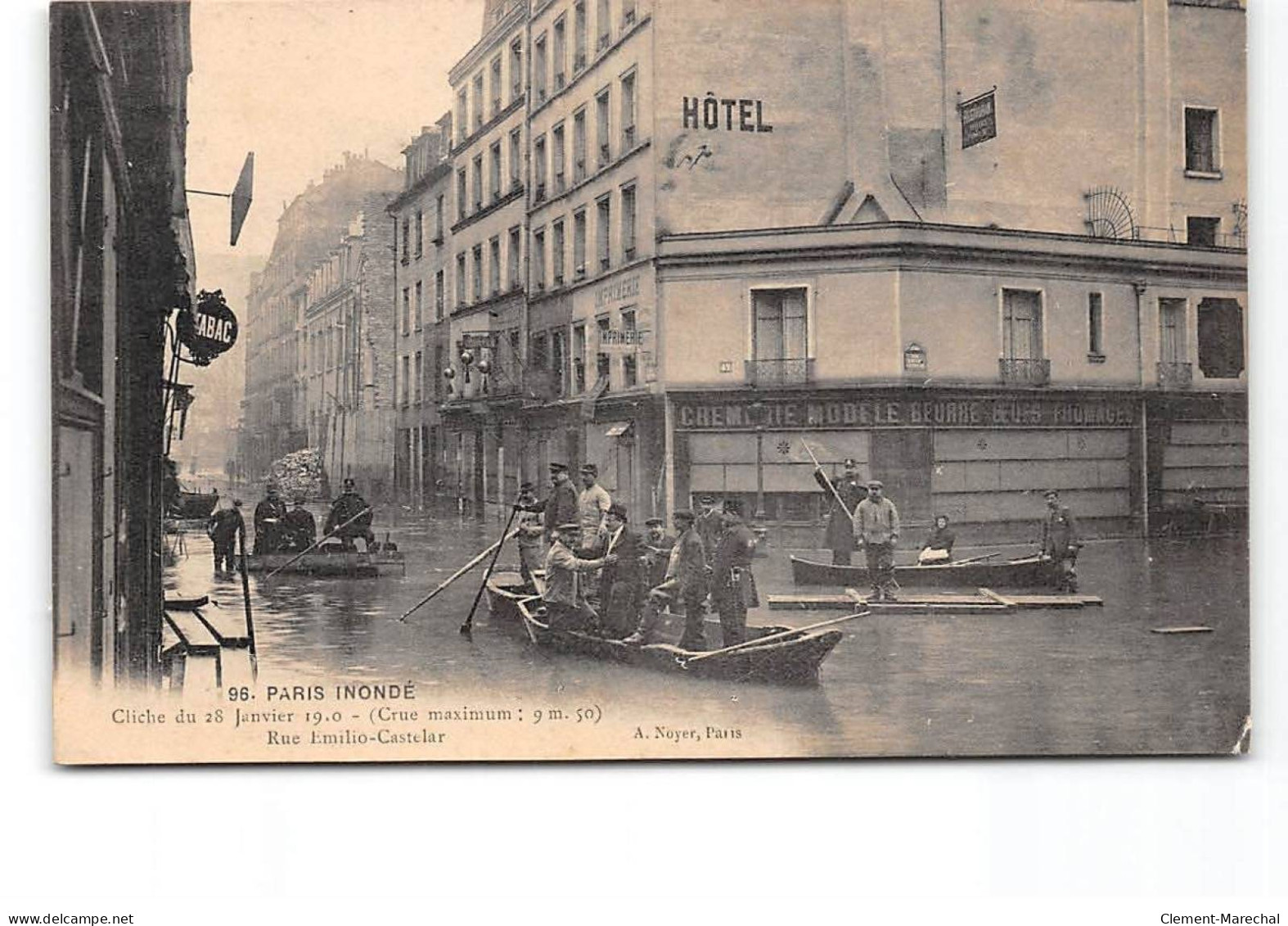 PARIS Inondé - Cliché Du 28 Janvier 1910 - Rue Emilio Castelar - Très Bon état - Inondations De 1910
