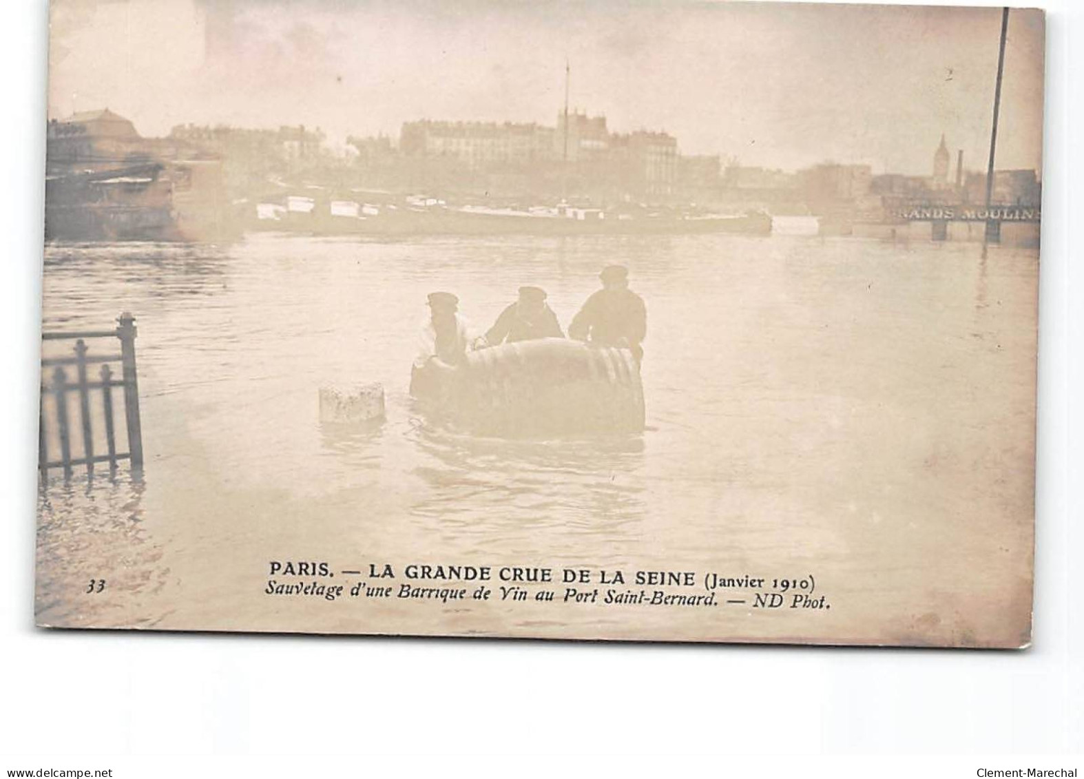 PARIS - La Grande Crue De La Seine - Janvier 1910 - Sauvetage D'une Barrique De Vin Au Port Saint Bernard- Très Bon état - Paris Flood, 1910