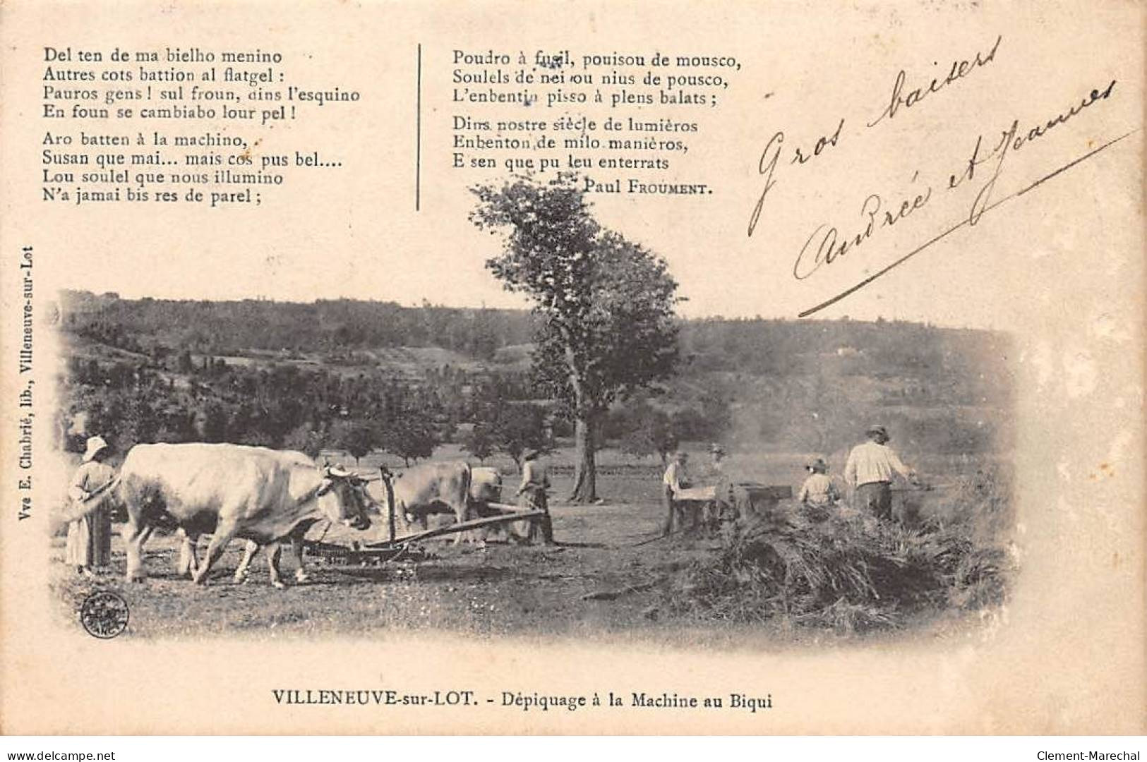 VILLENEUVE SUR LOT - Dépiquage à La Machine Au Biqui - Très Bon état - Villeneuve Sur Lot