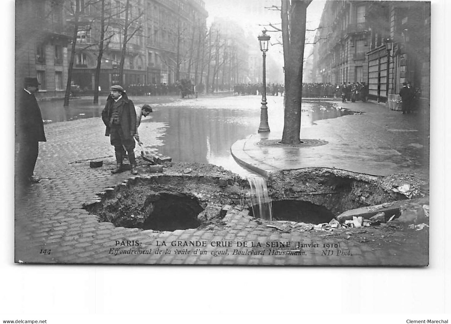 PARIS - La Grande Crue De La Seine - Janvier 1910 - Effondrement De La Voûte D'un Egout - Boulevard Haussmann - état - Überschwemmung 1910