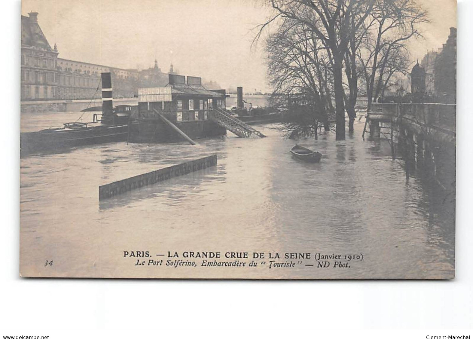 PARIS - La Grande Crue De La Seine - Janvier 1910 - Le Port Solférino - Très Bon état - Paris Flood, 1910