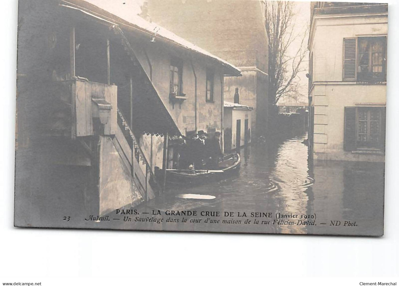 PARIS - La Grande Crue De La Seine - Janvier 1910 - Auteuil - Un Sauvetage Rue Félicien David - Très Bon état - Inondations De 1910