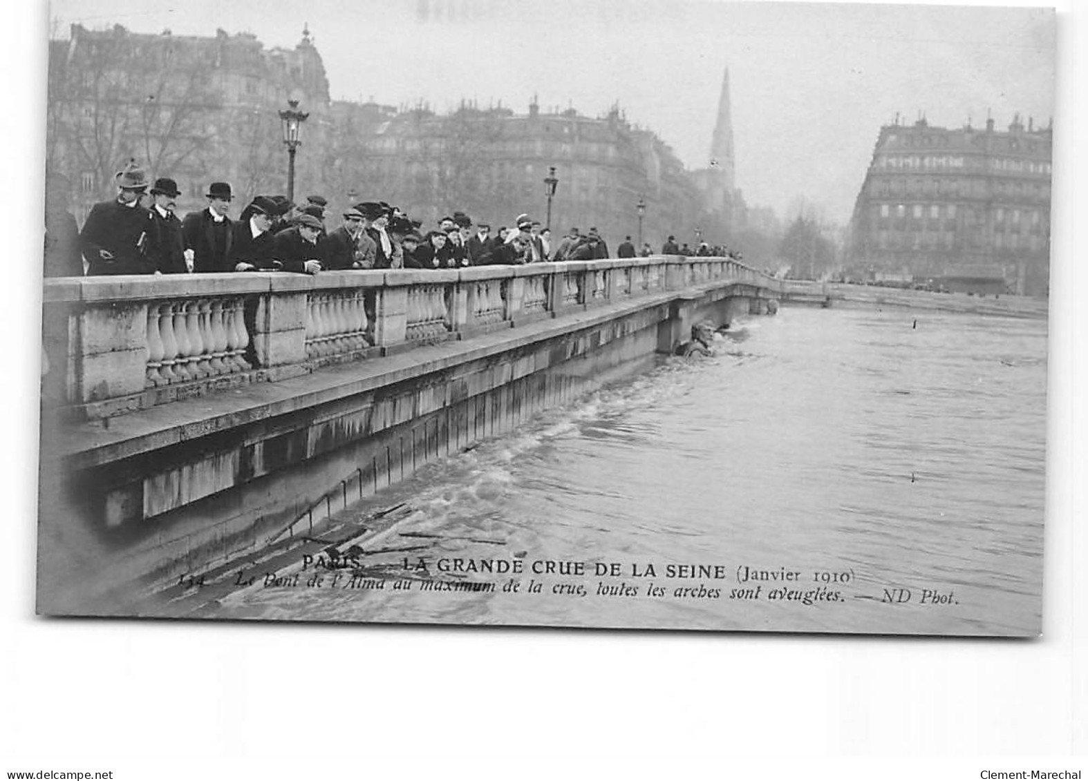 PARIS - La Grande Crue De La Seine - Janvier 1910 - Le Pont De L'Alma - Très Bon état - Inondations De 1910