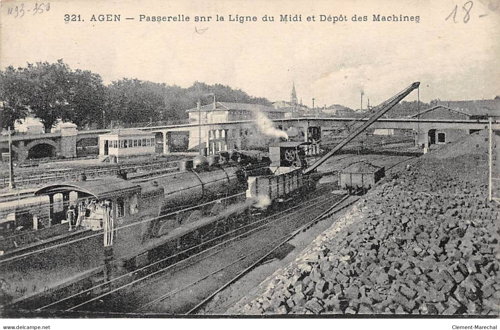 AGEN - Passerelle Sur La Ligne Du Midi Et Dépôt Des Machines - Très Bon état - Agen