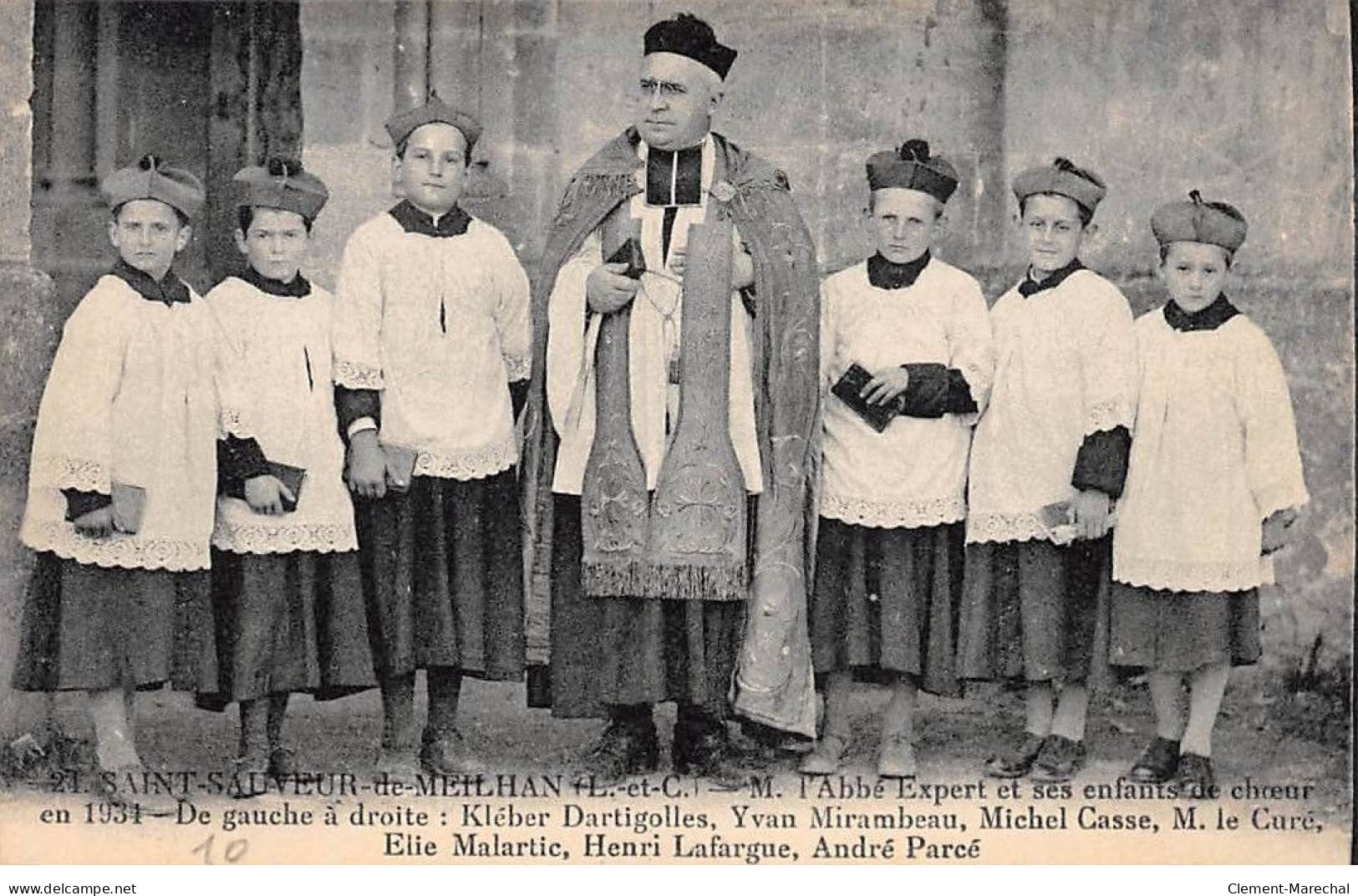 SAINT SAUVEUR DE MEILHAN - M. L'Abbé Expert Et Ses Enfants De Choeur En 1934 - Très Bon état - Autres & Non Classés