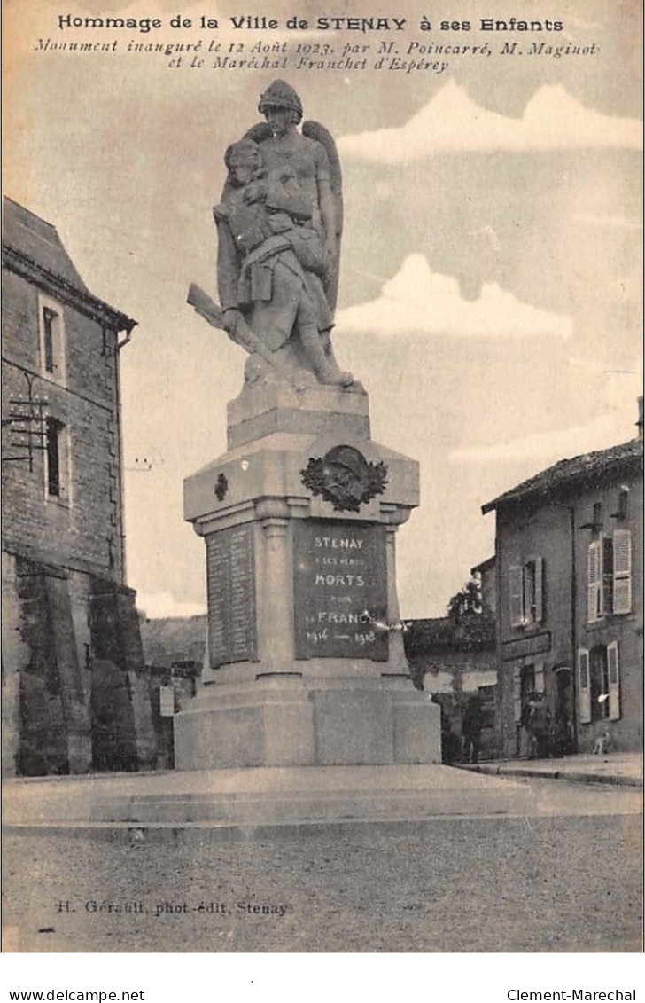 STENAY : Hommage De La Ville De Stenay à Ses Enfants, Monument Aux Morts - Tres Bon Etat - Stenay