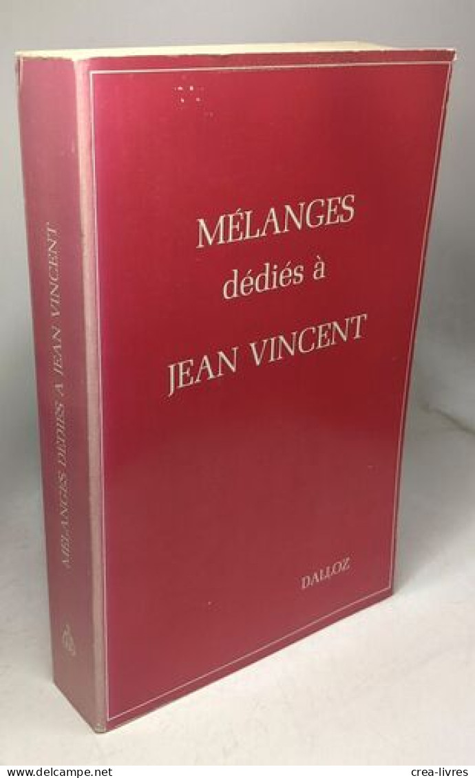 Mélanges Dédiés à Jean Vincent - Andere & Zonder Classificatie